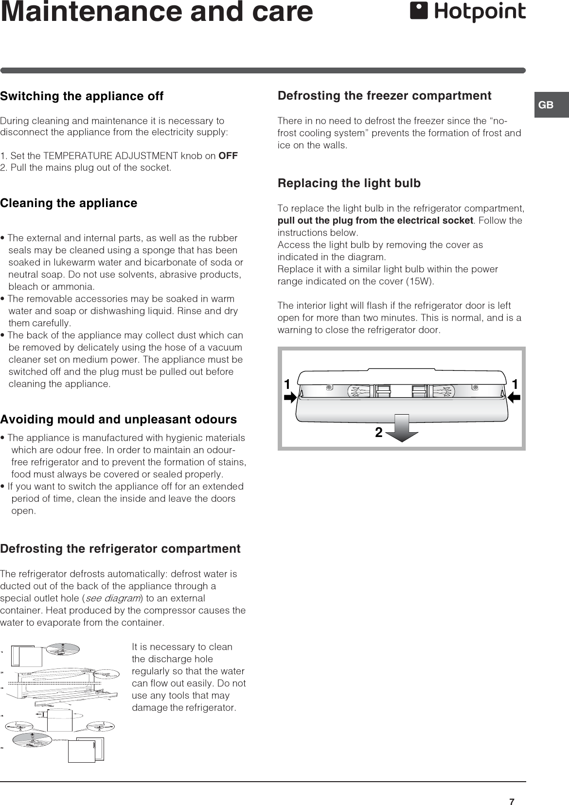 Page 7 of 12 - Hotpoint Hotpoint-Refrigerator-Ffp187Mg-Users-Manual- 44802gb  Hotpoint-refrigerator-ffp187mg-users-manual
