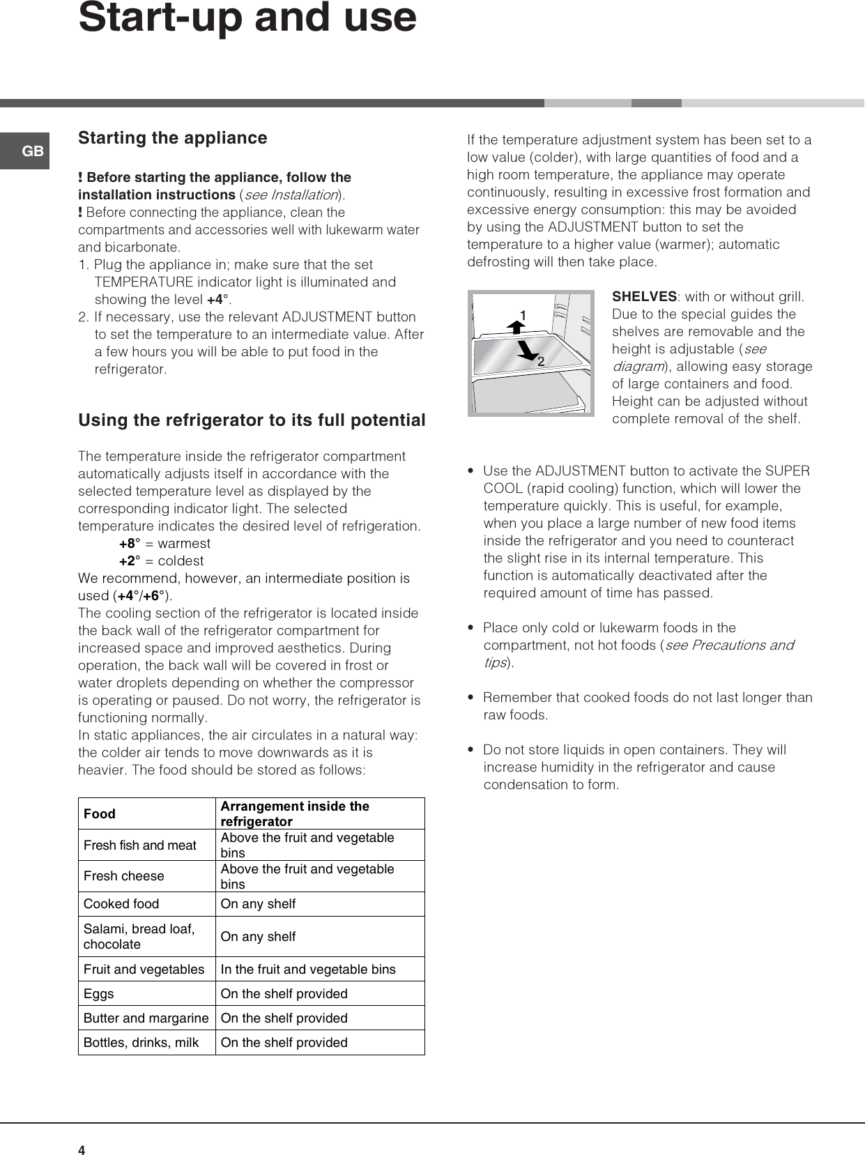 Page 4 of 12 - Hotpoint Hotpoint-Refrigerator-Hs2321L-Users-Manual- 44802gb  Hotpoint-refrigerator-hs2321l-users-manual