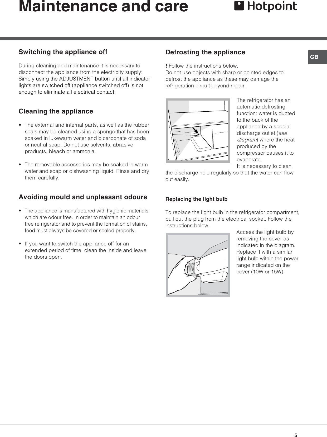 Page 5 of 12 - Hotpoint Hotpoint-Refrigerator-Hs2321L-Users-Manual- 44802gb  Hotpoint-refrigerator-hs2321l-users-manual