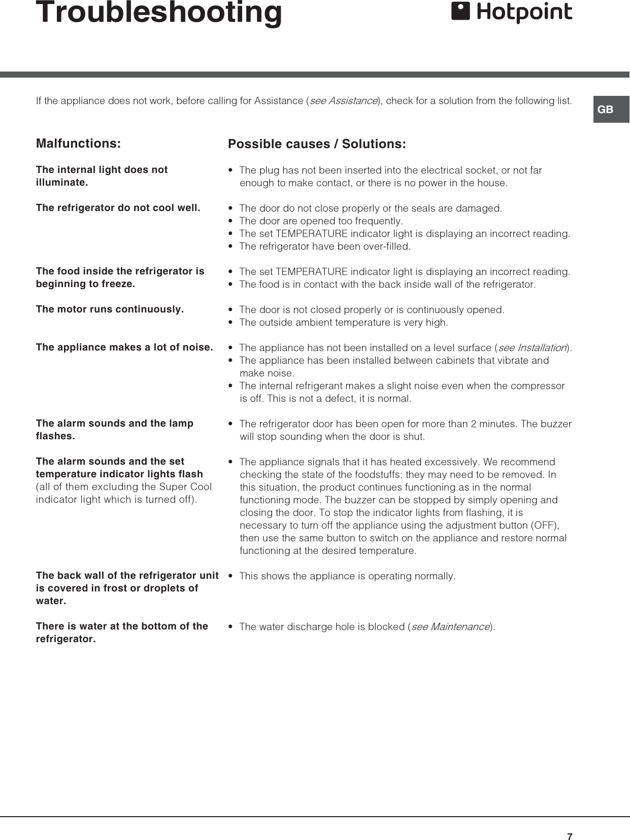 Page 7 of 12 - Hotpoint Hotpoint-Refrigerator-Hs2321L-Users-Manual- 44802gb  Hotpoint-refrigerator-hs2321l-users-manual