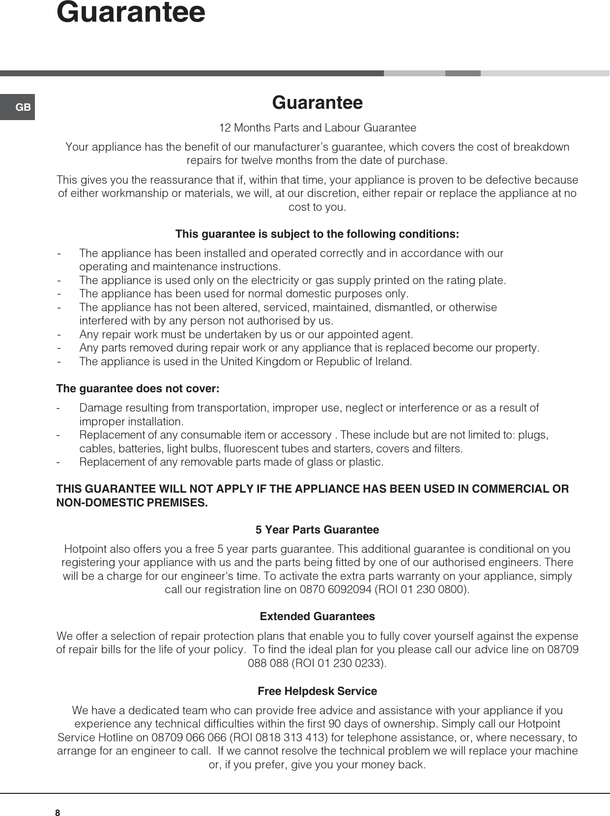 Page 8 of 12 - Hotpoint Hotpoint-Refrigerator-Hs2321L-Users-Manual- 44802gb  Hotpoint-refrigerator-hs2321l-users-manual