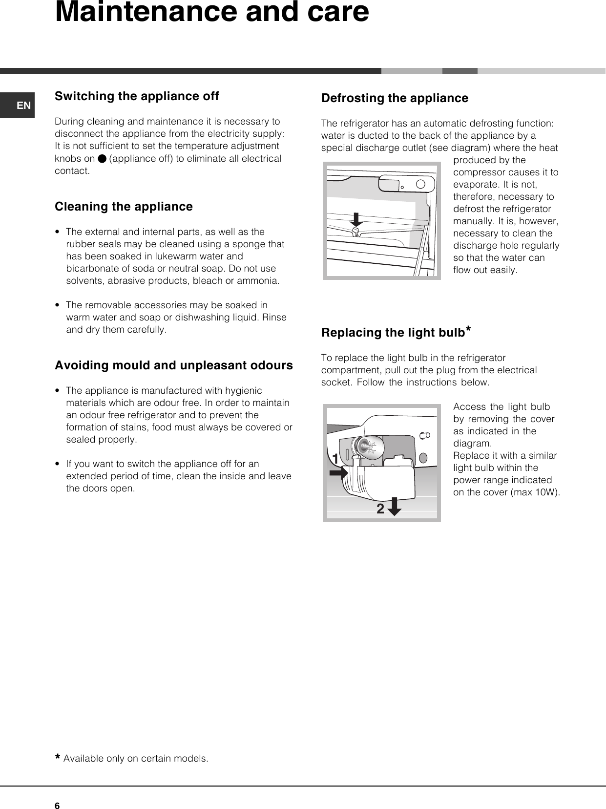 Page 6 of 12 - Hotpoint Hotpoint-Refrigerator-Ncd-191-I-Users-Manual- 19505332202 Cassettone Frigo - NCD 191 I F054347_EN.pmd  Hotpoint-refrigerator-ncd-191-i-users-manual