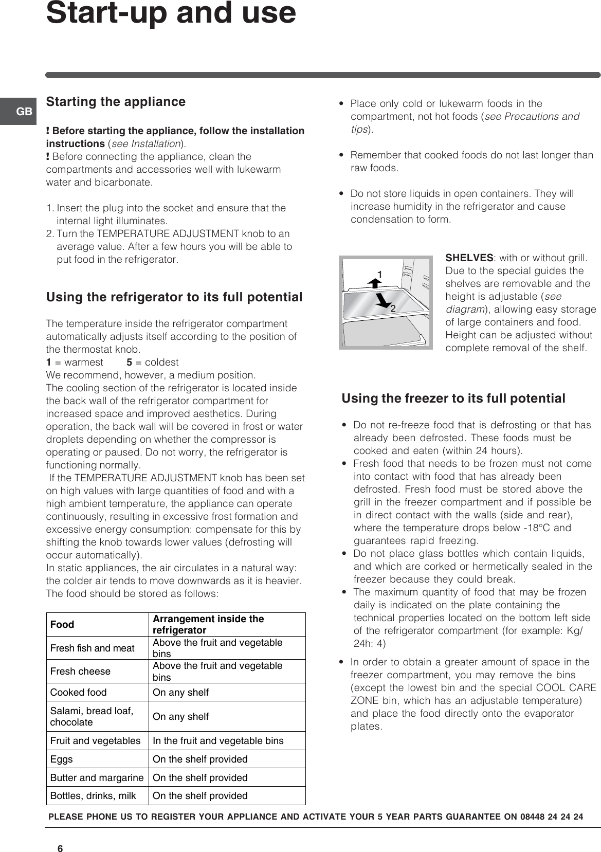 Page 6 of 12 - Hotpoint Hotpoint-Rfa52-Users-Manual- 44802gb  Hotpoint-rfa52-users-manual