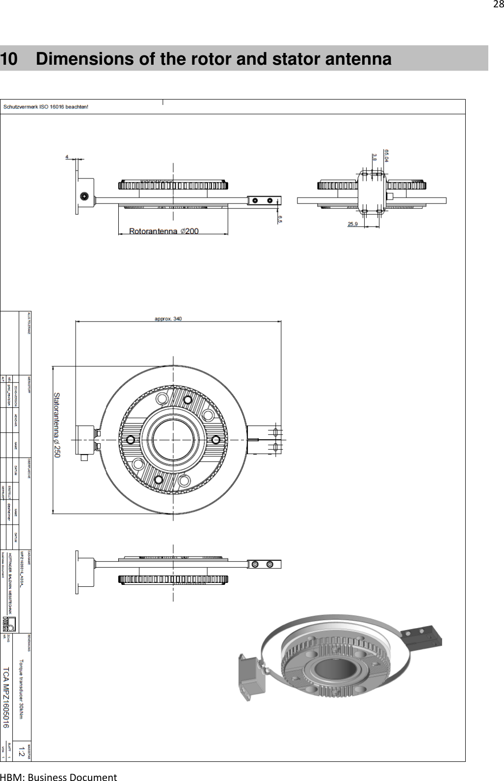 28  HBM: Business Document 10  Dimensions of the rotor and stator antenna    
