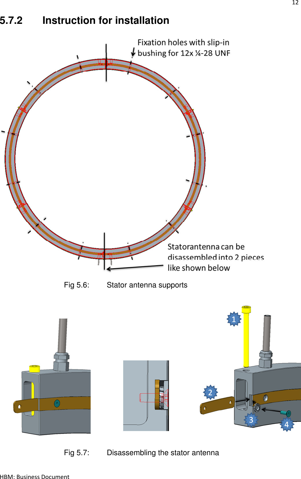 12  HBM: Business Document 5.7.2  Instruction for installation  Fig 5.6:   Stator antenna supports  Fig 5.7:   Disassembling the stator antenna   