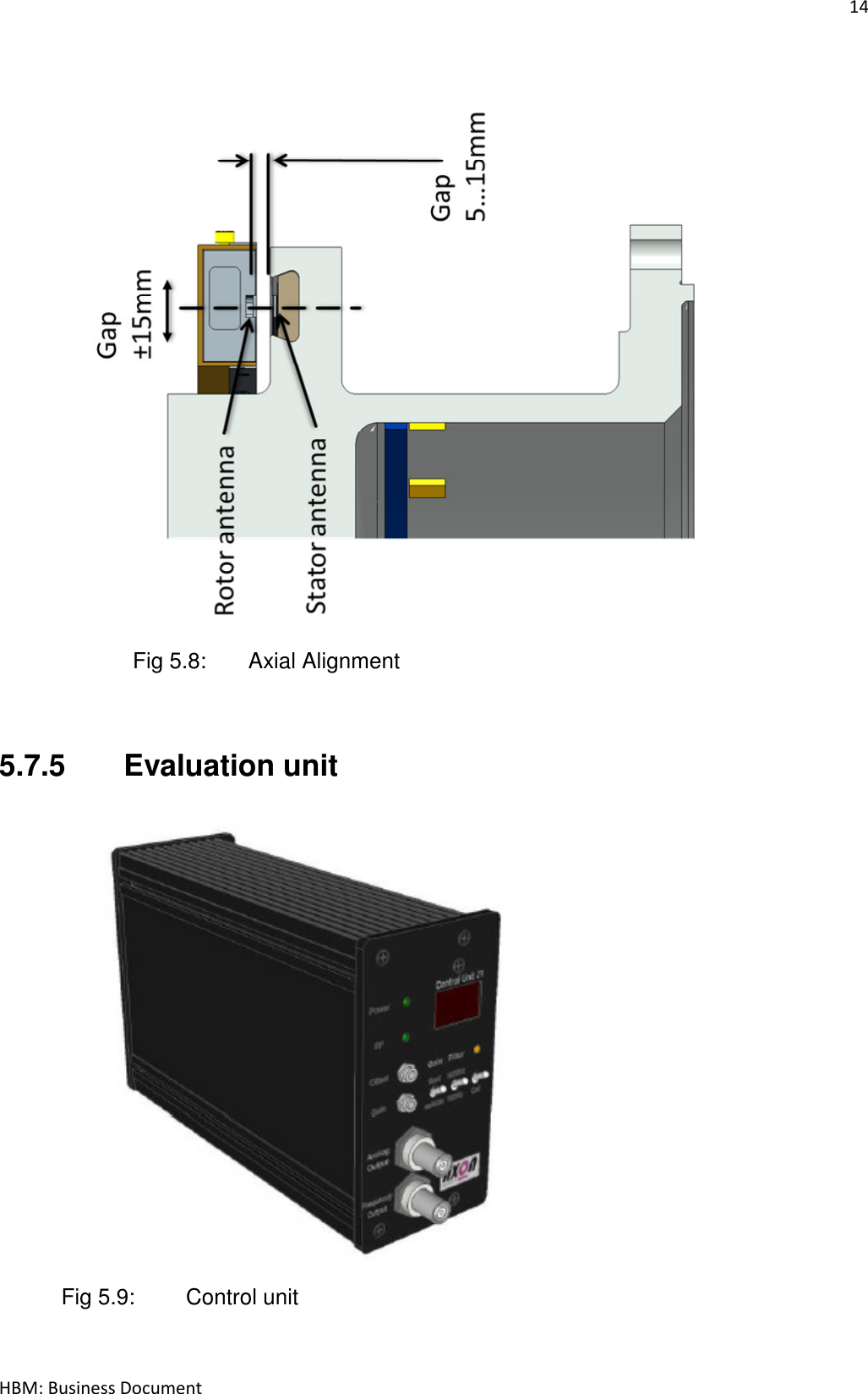 14  HBM: Business Document                        Fig 5.8:   Axial Alignment   5.7.5  Evaluation unit           Fig 5.9:   Control unit    