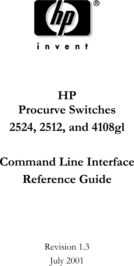 Hp 2524 Users Manual ProCurve Switches 2524, 2512, And 4108gl Command Line Interface Ref Gde