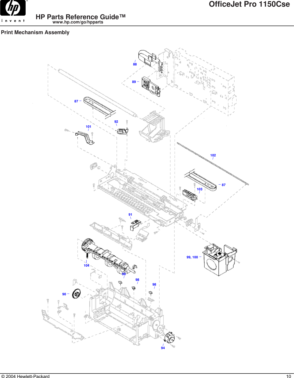 Hp Chassis Parts 1150Cse Users Manual OFFICEJET PRO
