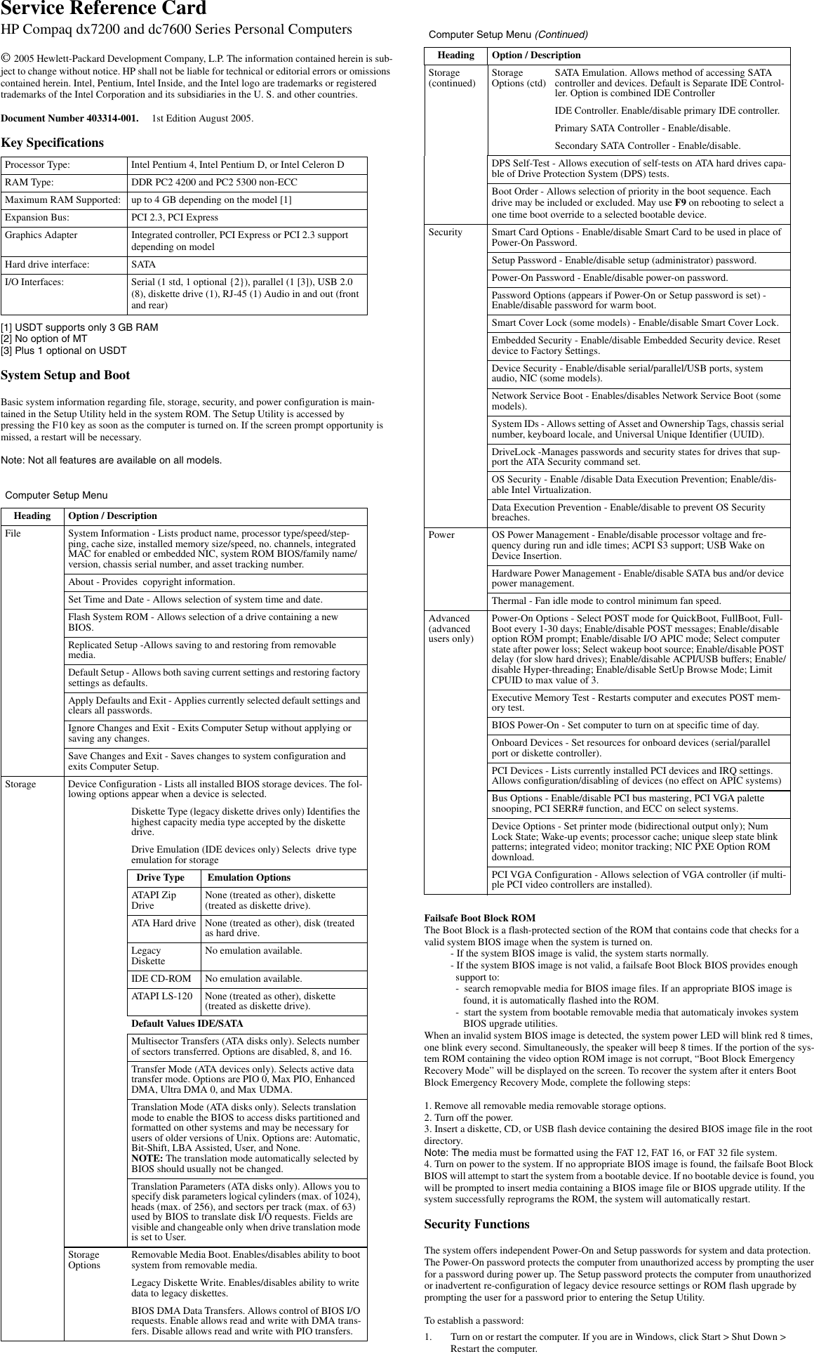 Page 1 of 2 - Hp Hp-Compaq-Dc7600-Small-Form-Factor-Pc-Service-And-Maintain- 403314-001  Hp-compaq-dc7600-small-form-factor-pc-service-and-maintain