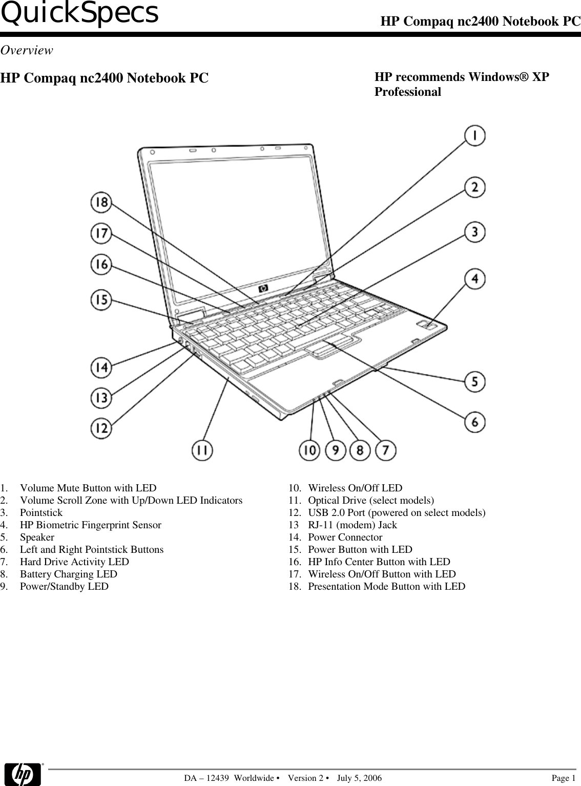 Hp Compaq Nc2400 Users Manual HP_Compaq_nc2400_Notebook_PC_Quickspecs ...