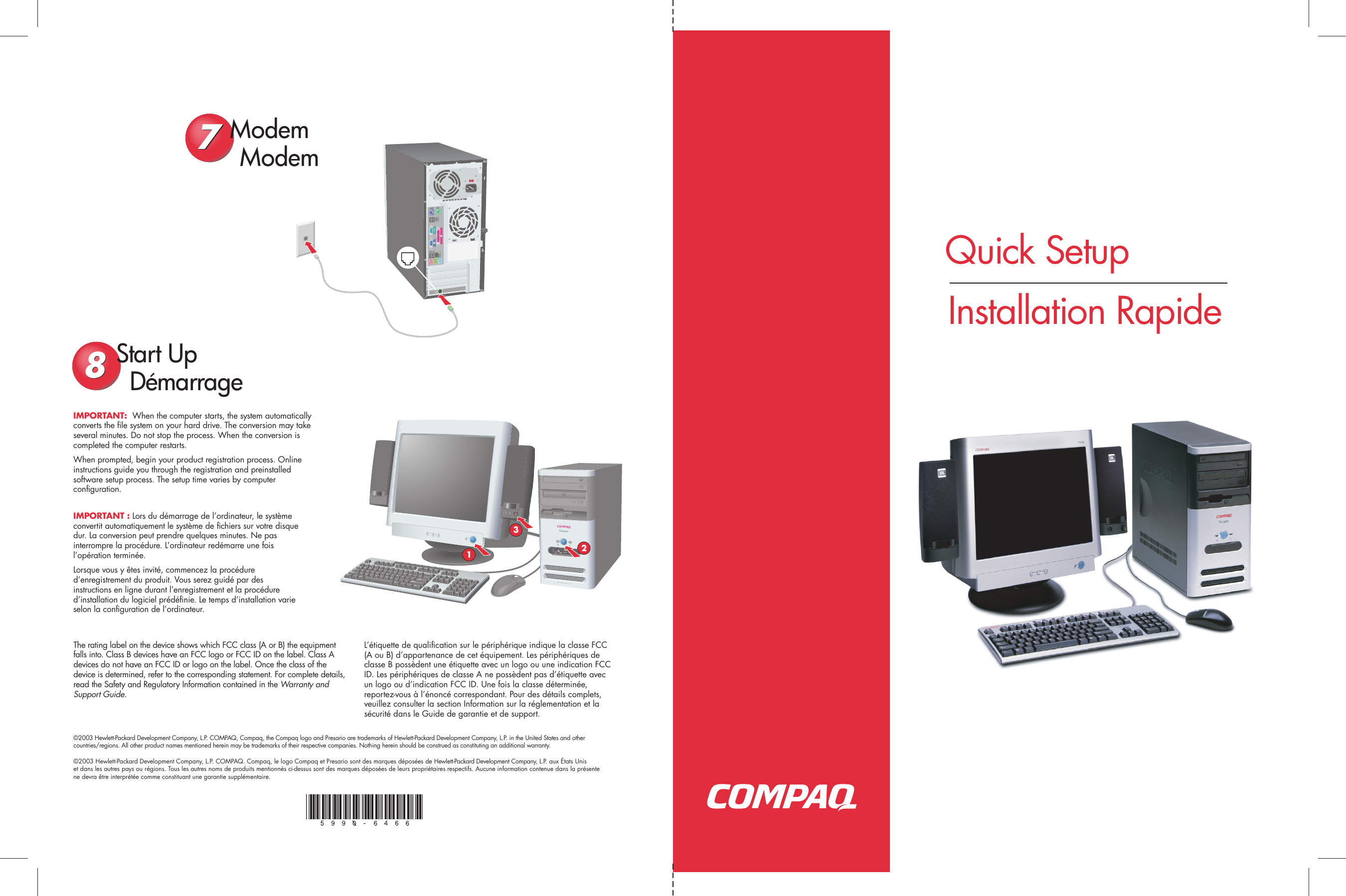 Page 1 of 2 - Hp Hp-Compaq-Presario-S5000Cl-Desktop-Pc-Quick-Setup-Guide- Mb3 NA-QU Red Poster  Hp-compaq-presario-s5000cl-desktop-pc-quick-setup-guide