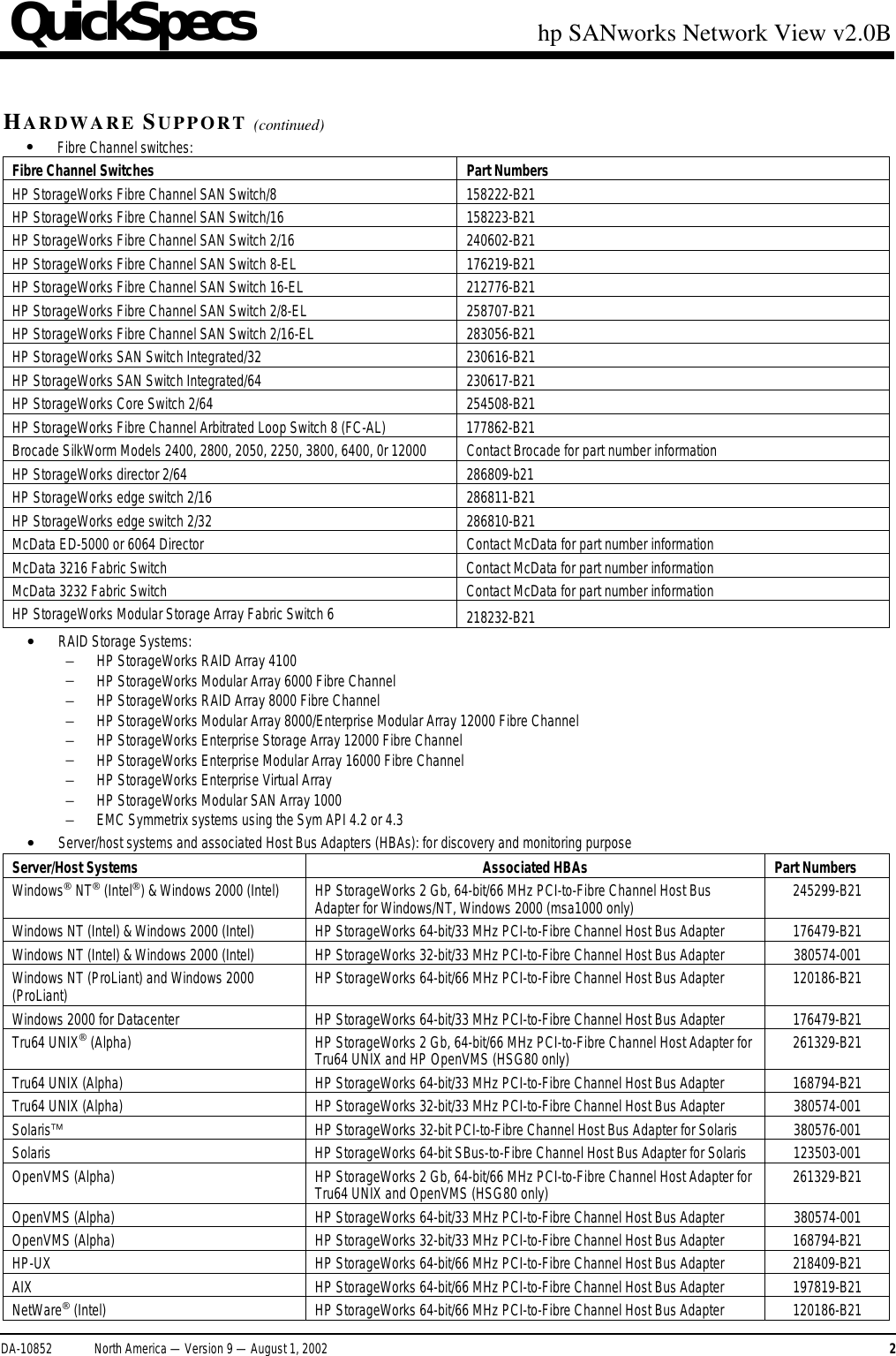 Page 2 of 6 - Hp Hp-Da-10852-Users-Manual- DA-10852 - North America  Hp-da-10852-users-manual