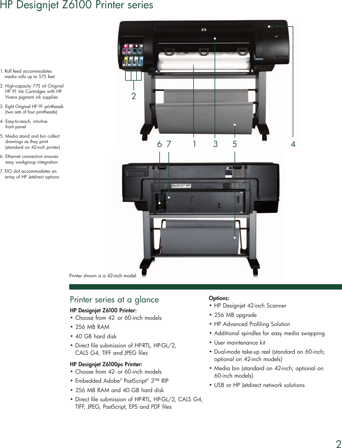 Hp Designjet Z6100 Series Users Manual Printer Data Sheet