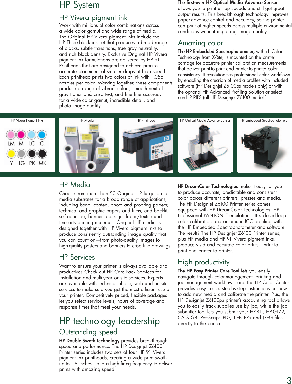 Hp Designjet Z6100 Series Users Manual Printer Data Sheet