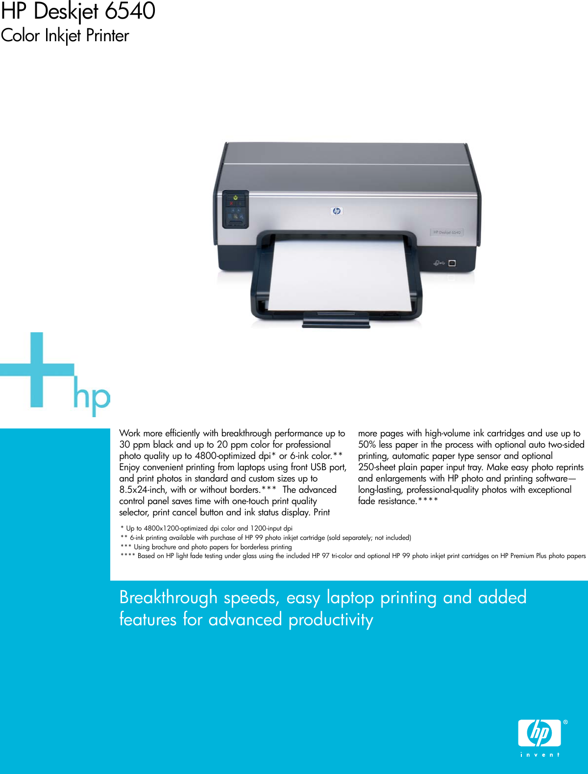 Page 1 of 4 - Hp Hp-Deskjet-6540-Users-Manual- 4pg_deskjet6540  Hp-deskjet-6540-users-manual
