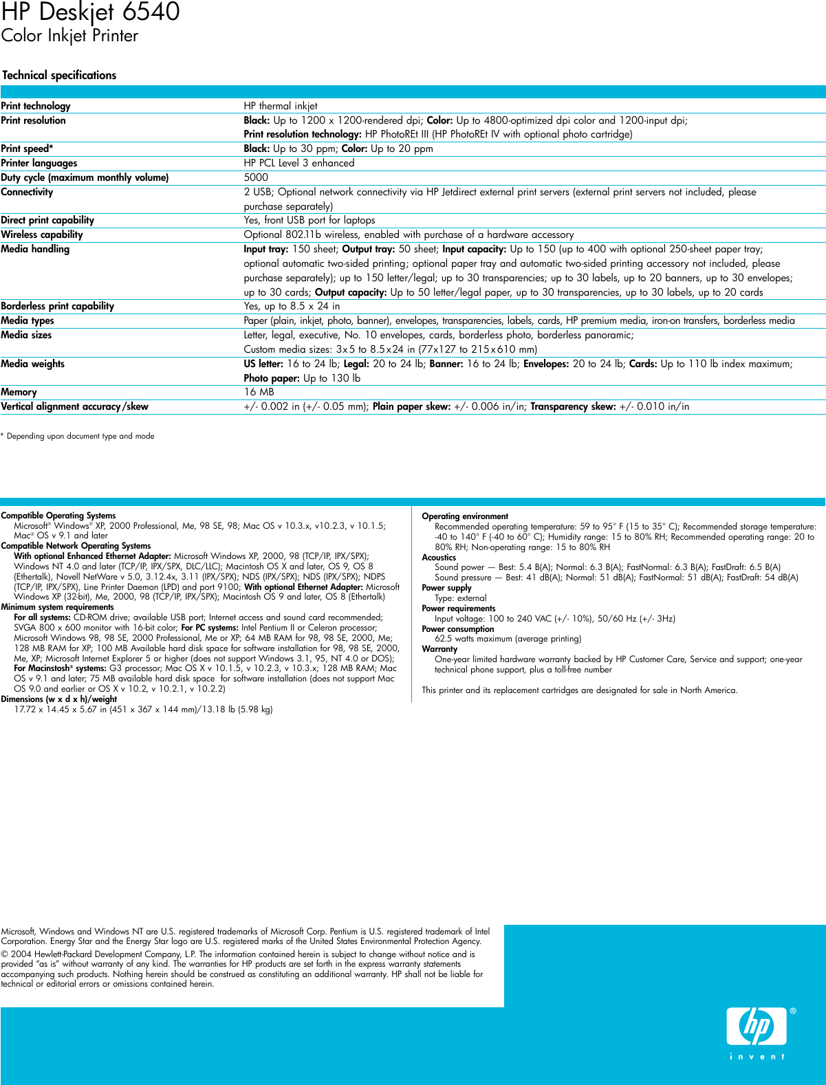 Page 3 of 4 - Hp Hp-Deskjet-6540-Users-Manual- 4pg_deskjet6540  Hp-deskjet-6540-users-manual