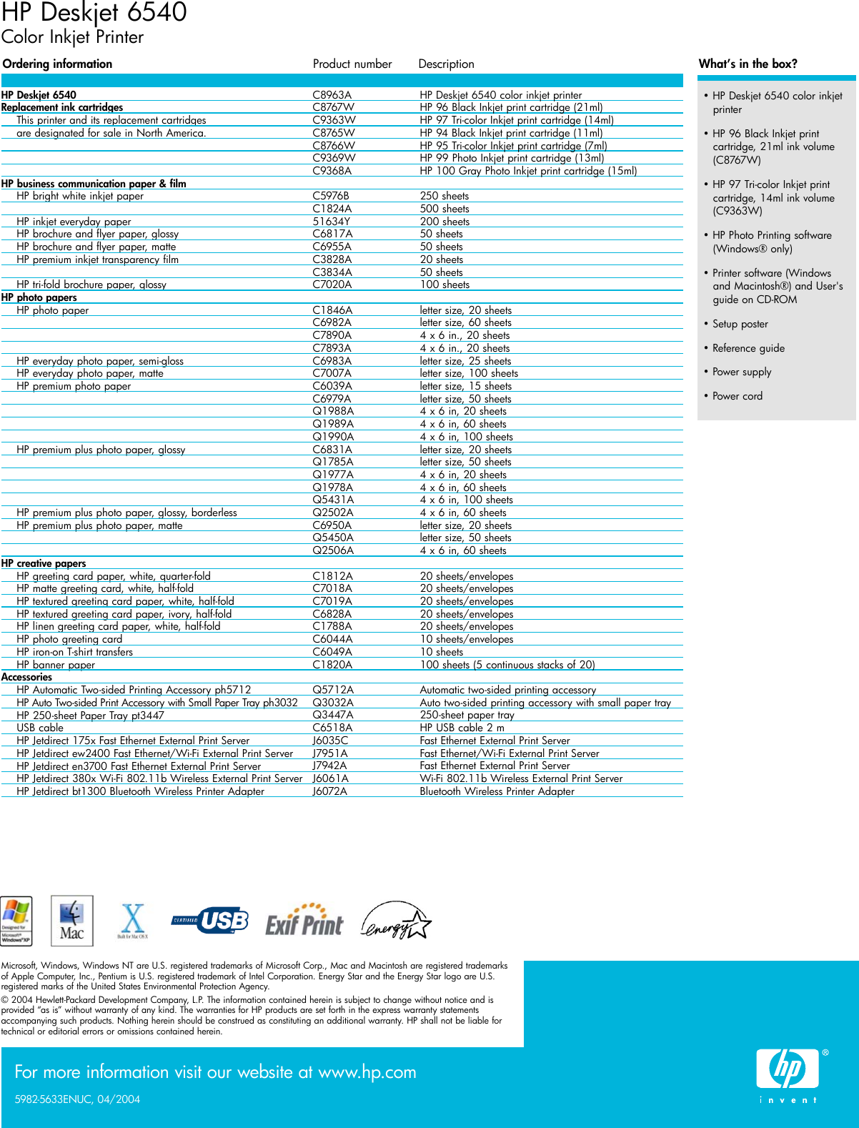 Page 4 of 4 - Hp Hp-Deskjet-6540-Users-Manual- 4pg_deskjet6540  Hp-deskjet-6540-users-manual