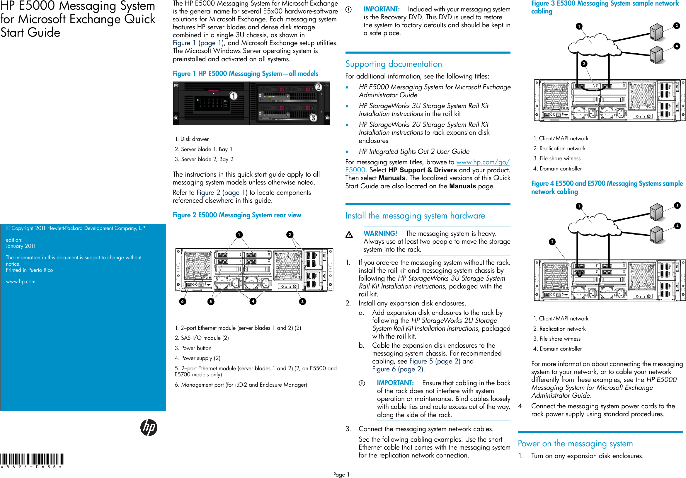 Hp E5000 Messaging System For Microsoft Exchange Quick Start Manual Guide