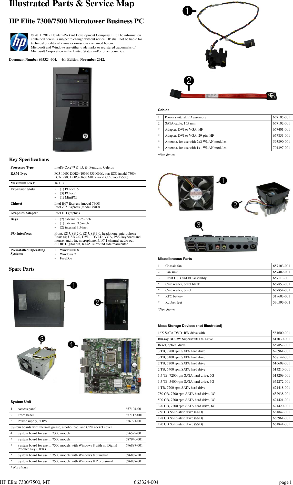 Page 1 of 4 - Hp Hp-Elite-7500-Microtower-Pc-Reference-Guide- Pirates 7500 MT IPSM_Win8  Hp-elite-7500-microtower-pc-reference-guide