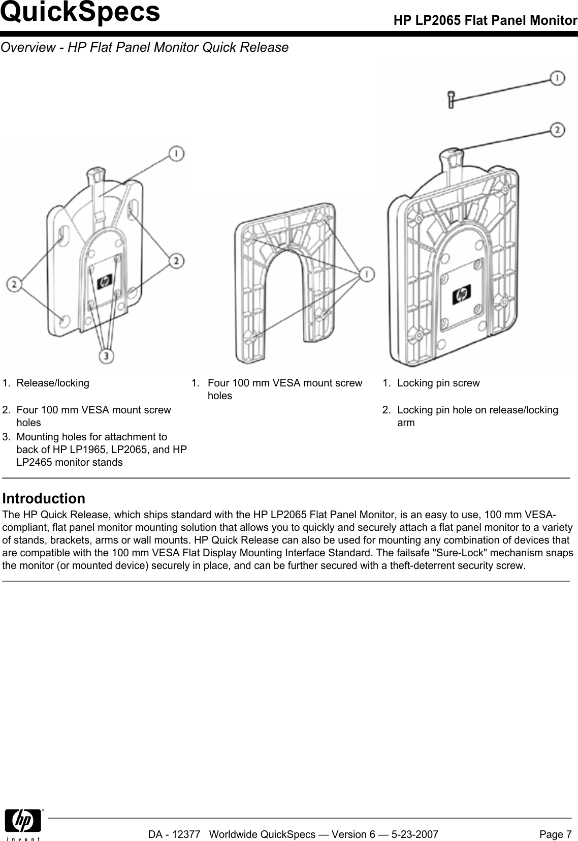 Page 7 of 9 - Hp Hp-Hp2065-Users-Manual- LP2065 Flat Panel Monitor  Hp-hp2065-users-manual