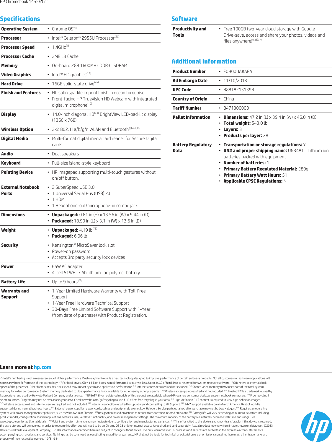 Page 2 of 2 - Hp Hp-Hp-Chromebook-14-Q020Nr-F0H00Uaaba-Users-Manual- Pavilion Data Sheet  Hp-hp-chromebook-14-q020nr-f0h00uaaba-users-manual