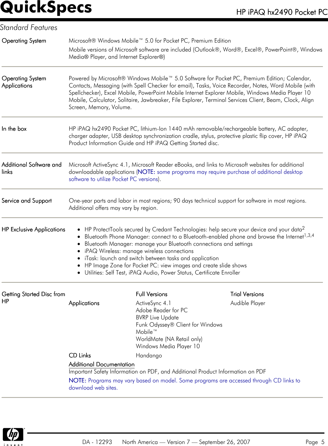 Page 5 of 10 - Hp Hp-Hp-Ipaq-Hx2490-Users-Manual- IPAQ Hx2490 Pocket PC Hp-hp-ipaq-hx2490-users-manual
