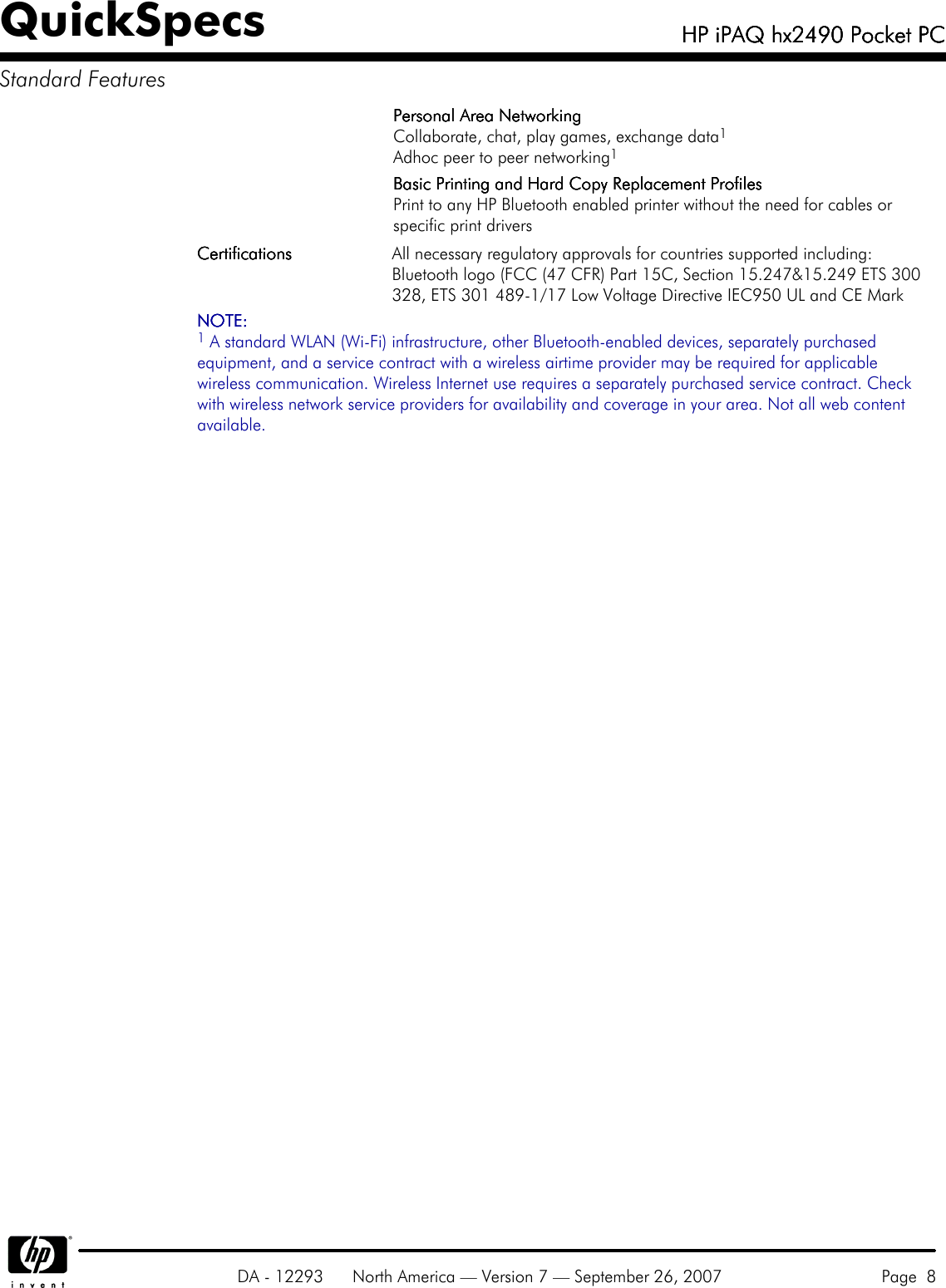 Page 8 of 10 - Hp Hp-Hp-Ipaq-Hx2490-Users-Manual- IPAQ Hx2490 Pocket PC Hp-hp-ipaq-hx2490-users-manual