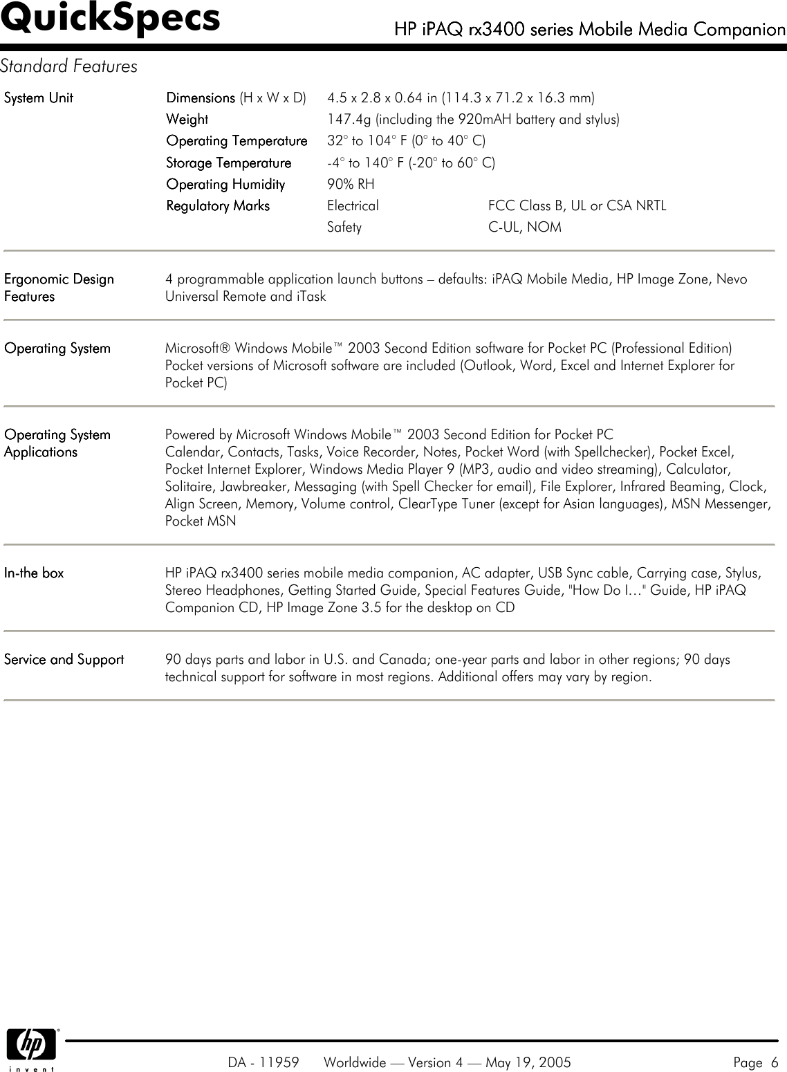 Page 6 of 11 - Hp Hp-Hp-Ipaq-Mobile-Media-Companion-Rx3400-Users-Manual- IPAQ Rx3400 Series Mobile Media Companion  Hp-hp-ipaq-mobile-media-companion-rx3400-users-manual