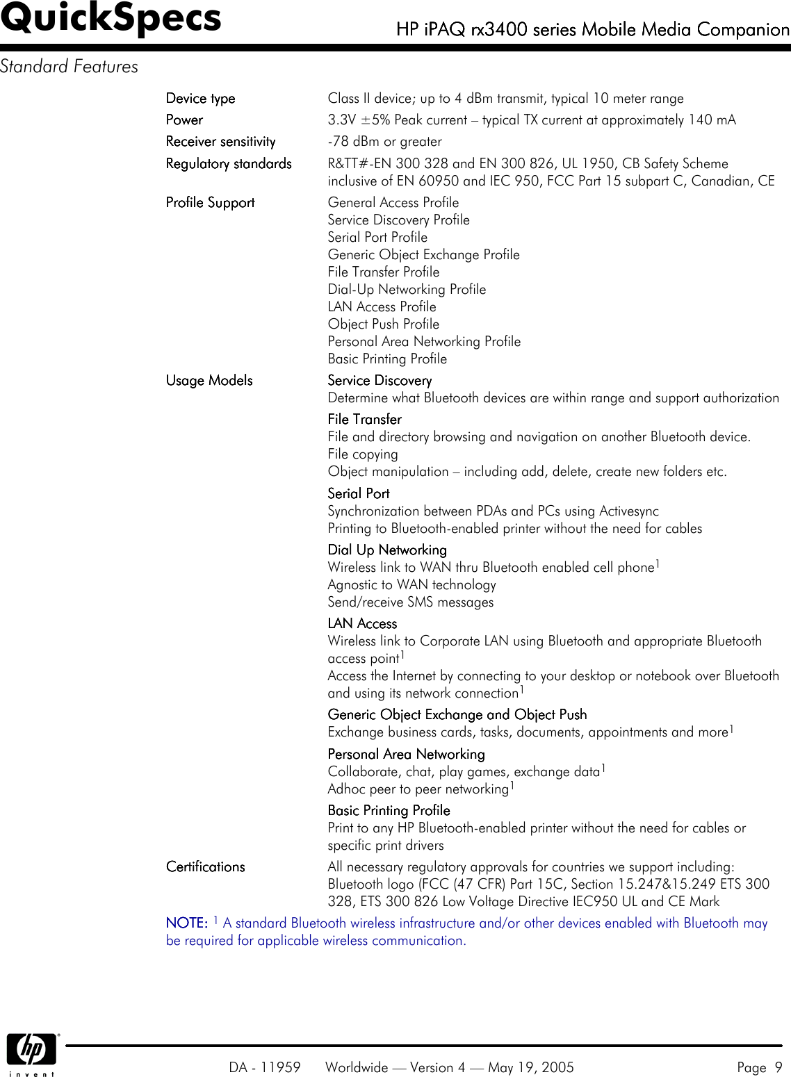 Page 9 of 11 - Hp Hp-Hp-Ipaq-Mobile-Media-Companion-Rx3400-Users-Manual- IPAQ Rx3400 Series Mobile Media Companion  Hp-hp-ipaq-mobile-media-companion-rx3400-users-manual