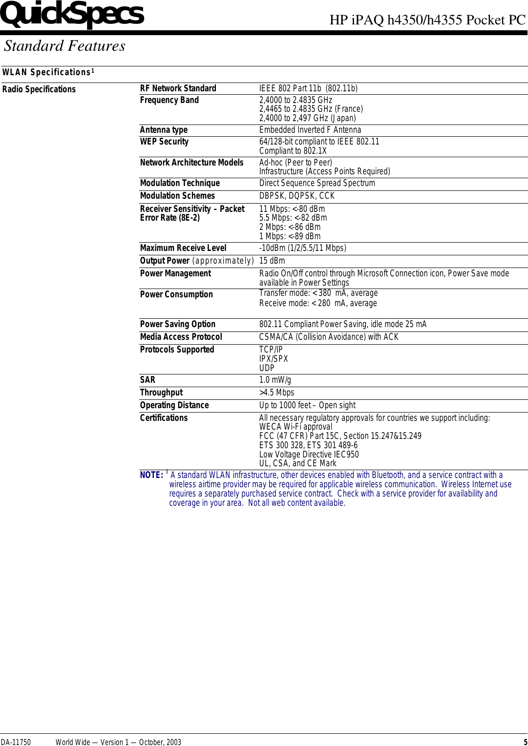 Page 5 of 8 - Hp Hp-Hp-Ipaq-Pocket-Pc-H4350-Users-Manual-  Hp-hp-ipaq-pocket-pc-h4350-users-manual