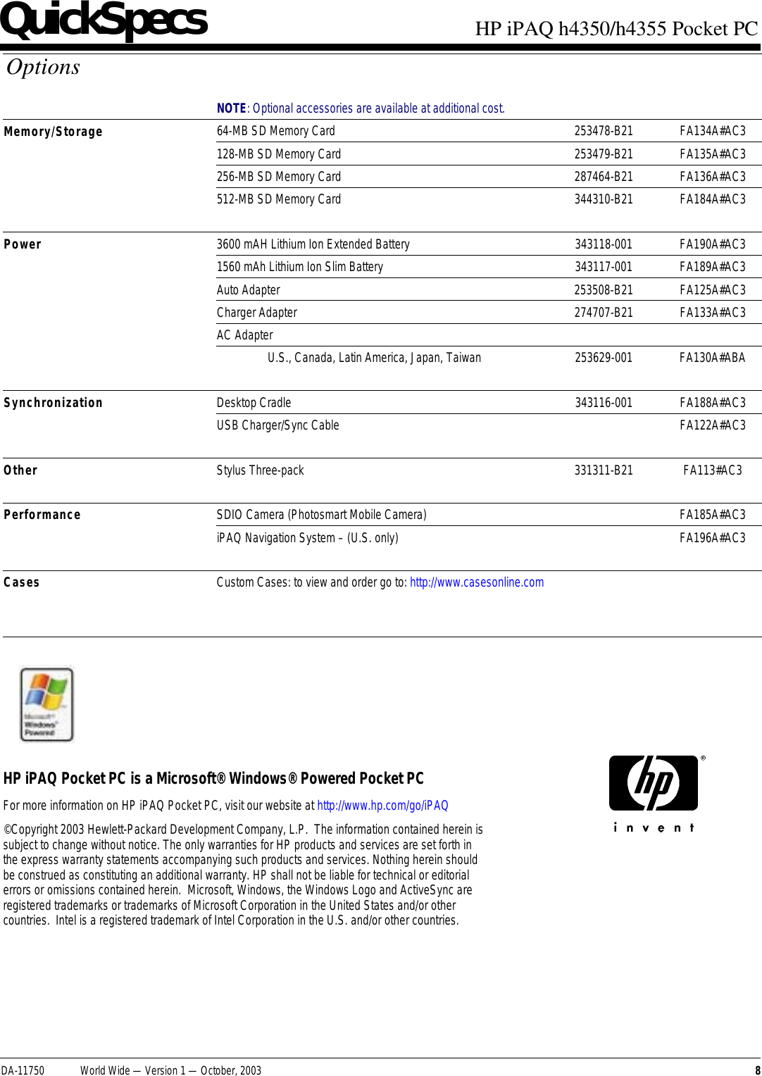 Page 8 of 8 - Hp Hp-Hp-Ipaq-Pocket-Pc-H4350-Users-Manual-  Hp-hp-ipaq-pocket-pc-h4350-users-manual