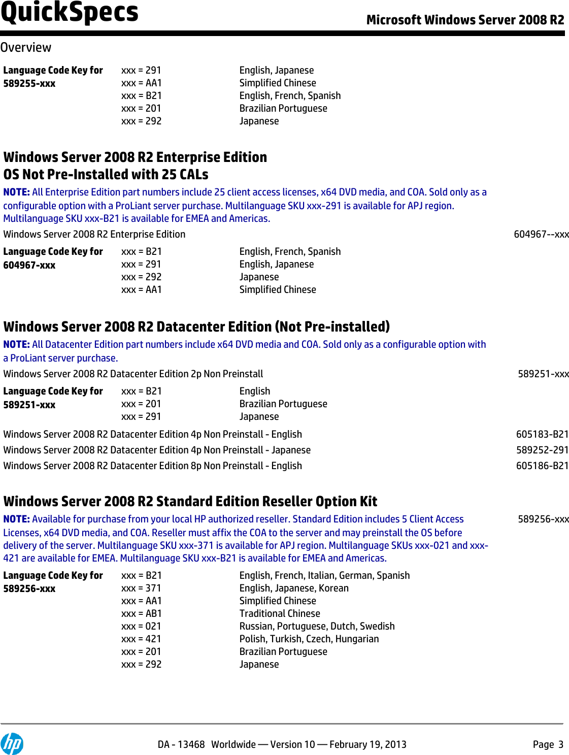 Page 3 of 10 - Hp Hp-Hp-Microsoft-Windows-Server-2008-R2-Standard-Edition-589256-B21-Users-Manual- Microsoft Windows Server 2008 R2  Hp-hp-microsoft-windows-server-2008-r2-standard-edition-589256-b21-users-manual