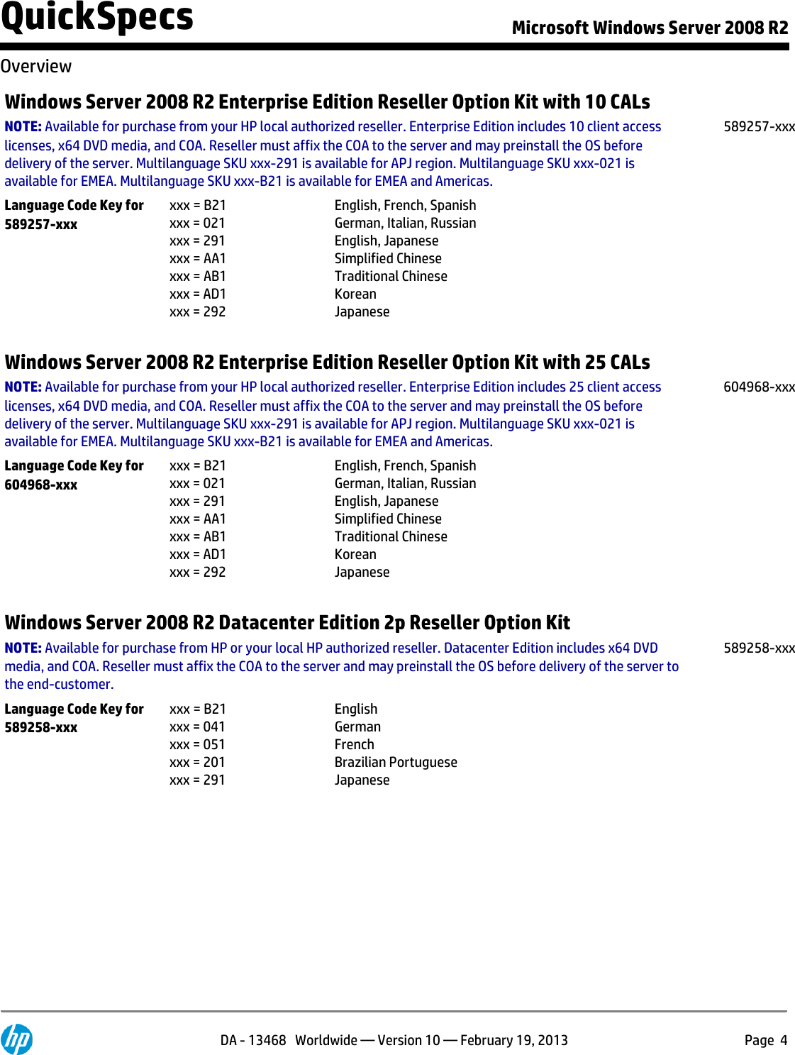 Page 4 of 10 - Hp Hp-Hp-Microsoft-Windows-Server-2008-R2-Standard-Edition-589256-B21-Users-Manual- Microsoft Windows Server 2008 R2  Hp-hp-microsoft-windows-server-2008-r2-standard-edition-589256-b21-users-manual