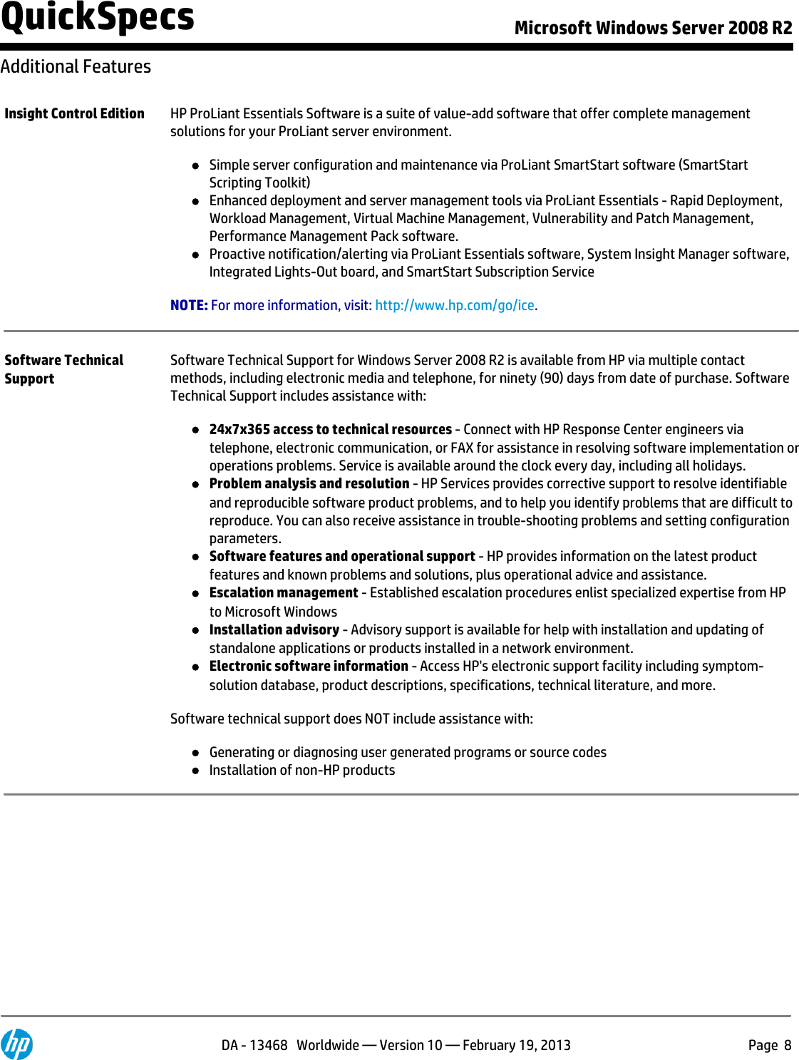 Page 8 of 10 - Hp Hp-Hp-Microsoft-Windows-Server-2008-R2-Standard-Edition-589256-B21-Users-Manual- Microsoft Windows Server 2008 R2  Hp-hp-microsoft-windows-server-2008-r2-standard-edition-589256-b21-users-manual