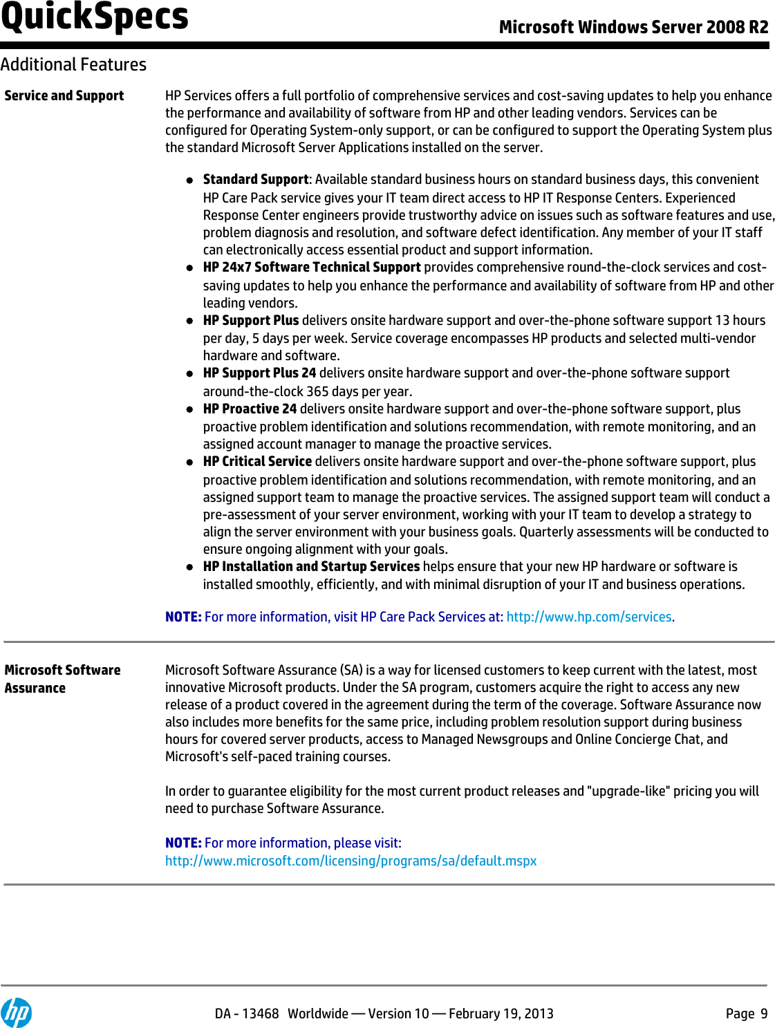 Page 9 of 10 - Hp Hp-Hp-Microsoft-Windows-Server-2008-R2-Standard-Edition-589256-B21-Users-Manual- Microsoft Windows Server 2008 R2  Hp-hp-microsoft-windows-server-2008-r2-standard-edition-589256-b21-users-manual