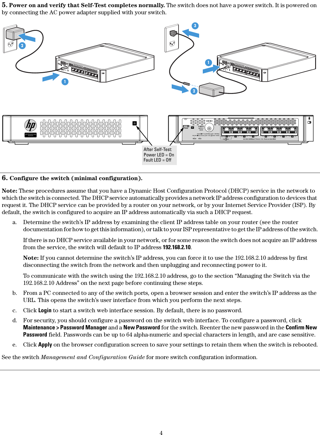 Page 4 of 8 - Hp Hp-Hp-Ps1810-8G-Switch-J9833Aaba-Users-Manual- PS1810-8G Switch Quick Setup Guide And Safety/Regulatory Information  Hp-hp-ps1810-8g-switch-j9833aaba-users-manual