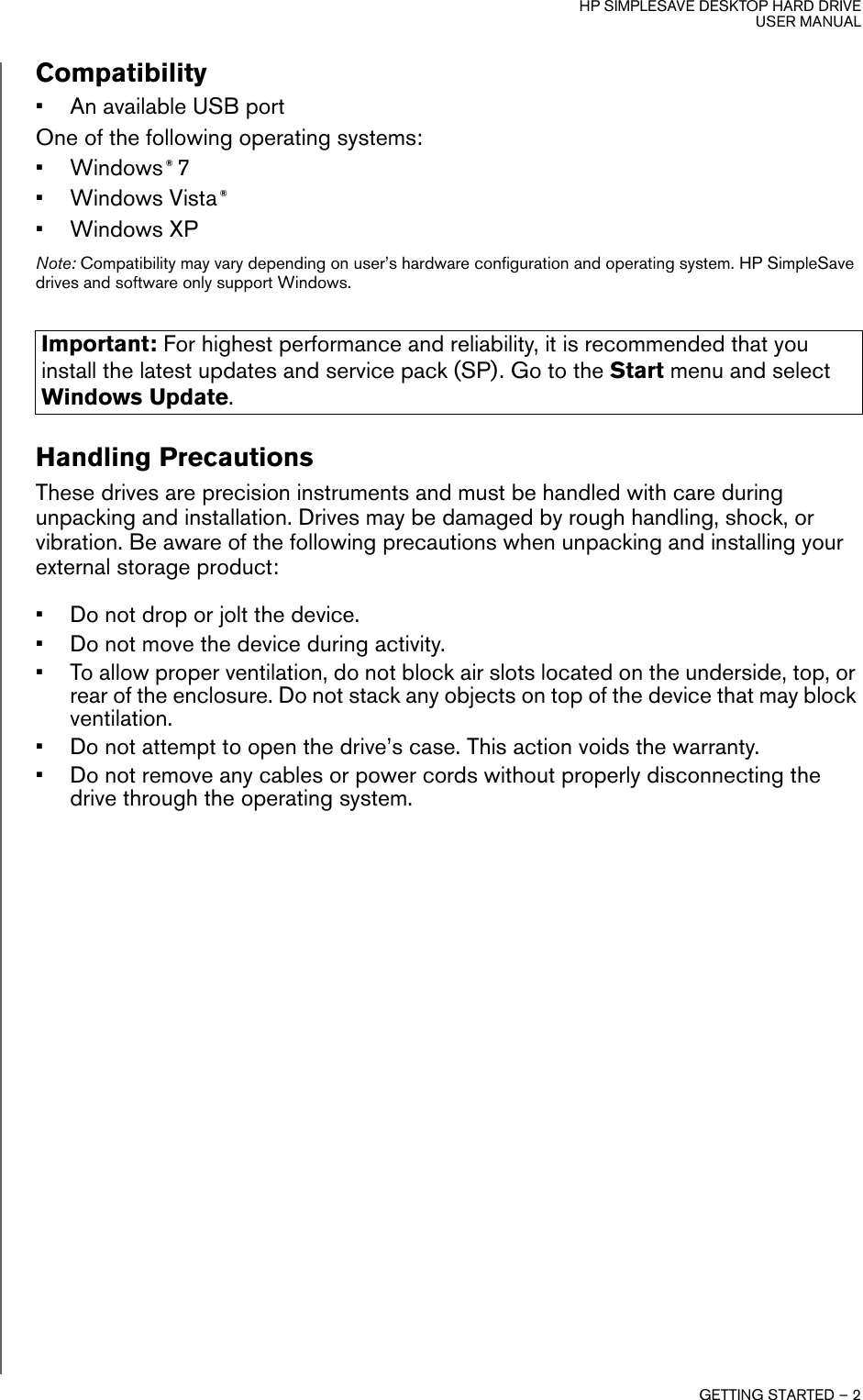 Page 4 of 11 - Hp Hp-Hp-Simplesave-Desktop-Dt2000I-2-Tb-External-Hard-Drive-Wdbw2A0020Hbk-Nesn-Users-Manual- SimpleSave Desktop Hard Drive User Manual  Hp-hp-simplesave-desktop-dt2000i-2-tb-external-hard-drive-wdbw2a0020hbk-nesn-users-manual