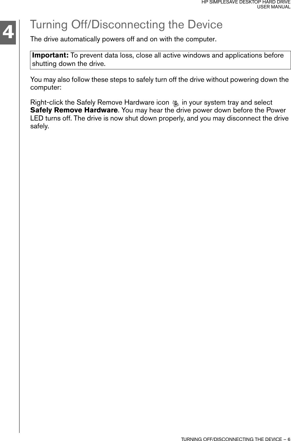 Page 8 of 11 - Hp Hp-Hp-Simplesave-Desktop-Dt2000I-2-Tb-External-Hard-Drive-Wdbw2A0020Hbk-Nesn-Users-Manual- SimpleSave Desktop Hard Drive User Manual  Hp-hp-simplesave-desktop-dt2000i-2-tb-external-hard-drive-wdbw2a0020hbk-nesn-users-manual