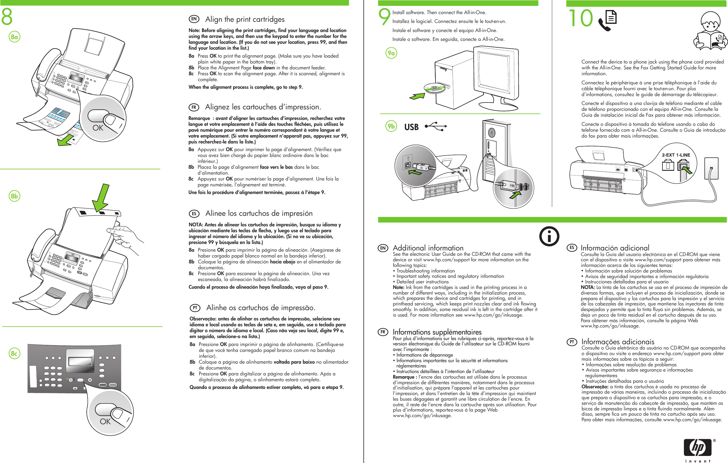Page 2 of 2 - Hp Hp-J3600-Users-Manual- CB071-90002_SetupPoster_EN-FR-ES-PT_front_17by11  Hp-j3600-users-manual