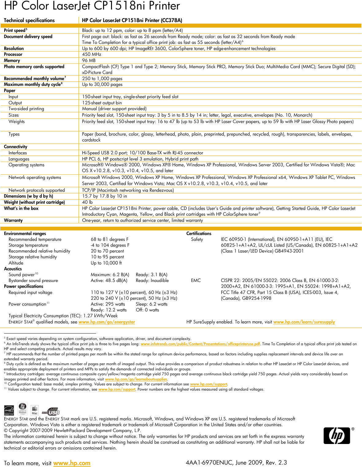 Page 4 of 4 - Hp Hp-Laserjet-Cp1518Ni-Users-Manual- Color LaserJet CP1518ni Printer  Hp-laserjet-cp1518ni-users-manual