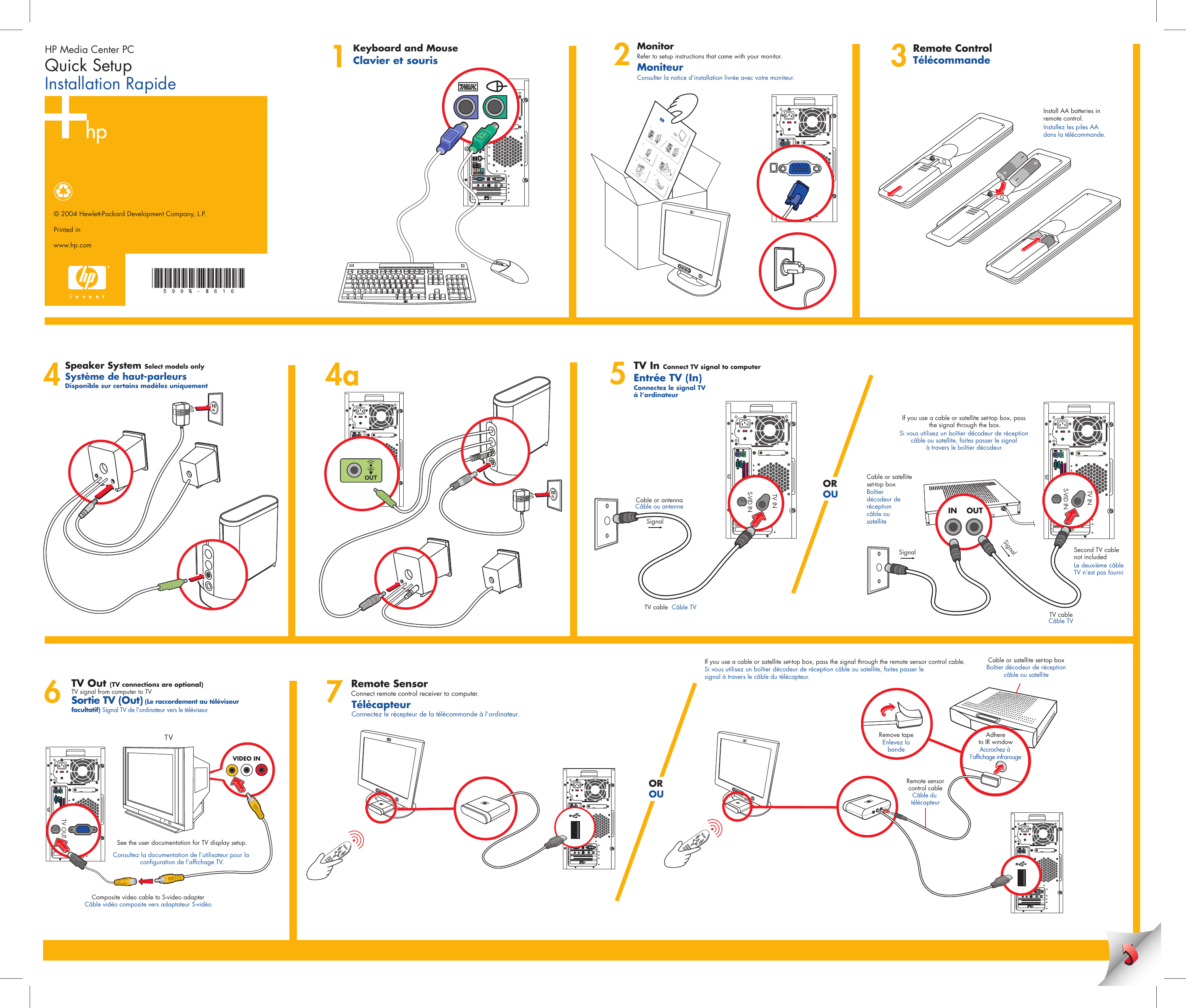 Page 1 of 2 - Hp Hp-Media-Center-M1050Y-D7223M-Cto-Desktop-Pc-Quick-Setup-Guide- Ma415087  Hp-media-center-m1050y-d7223m-cto-desktop-pc-quick-setup-guide