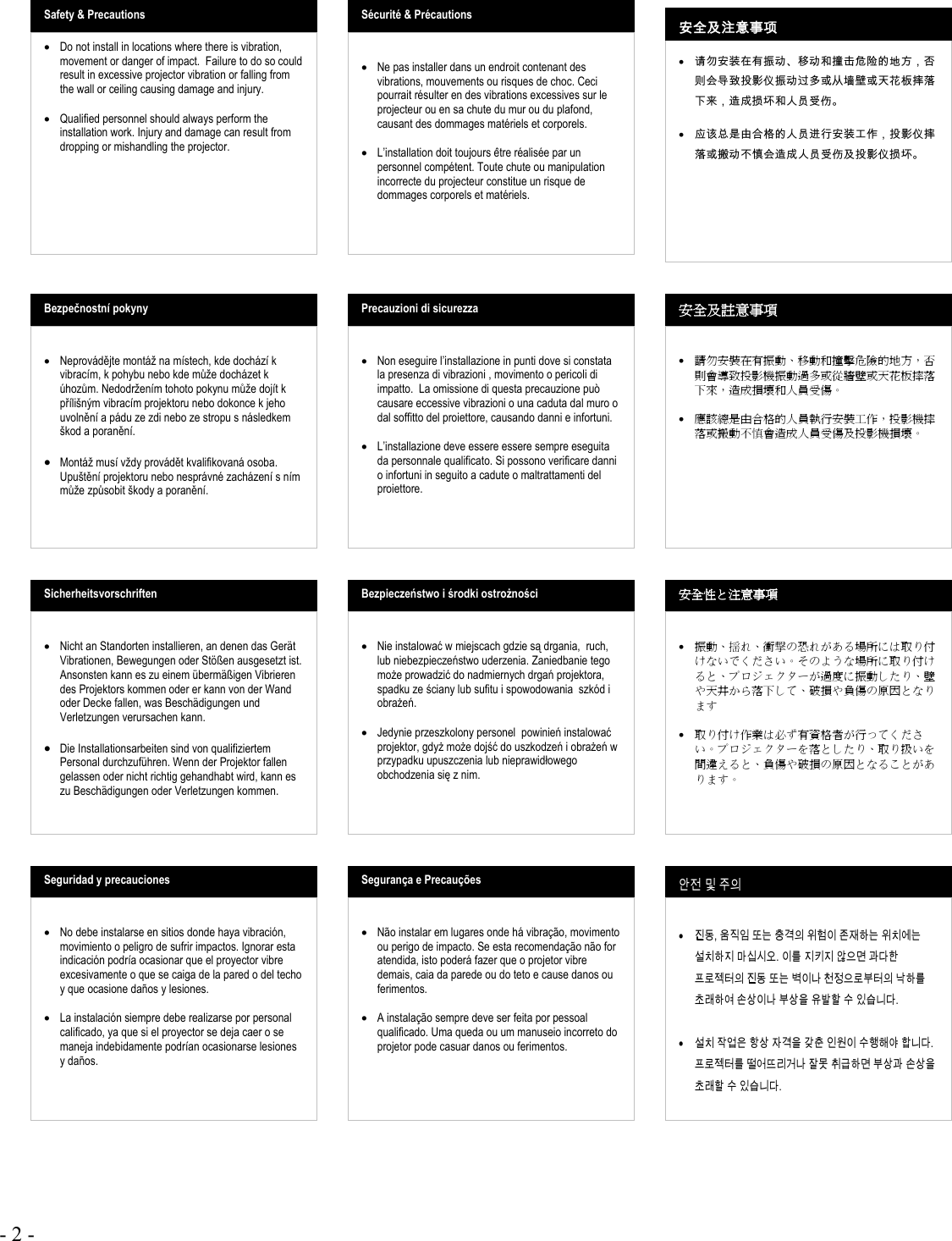 Page 2 of 12 - Hp Hp-Mp3220-Digital-Projector-Installation-Manual Manual-Multilingual