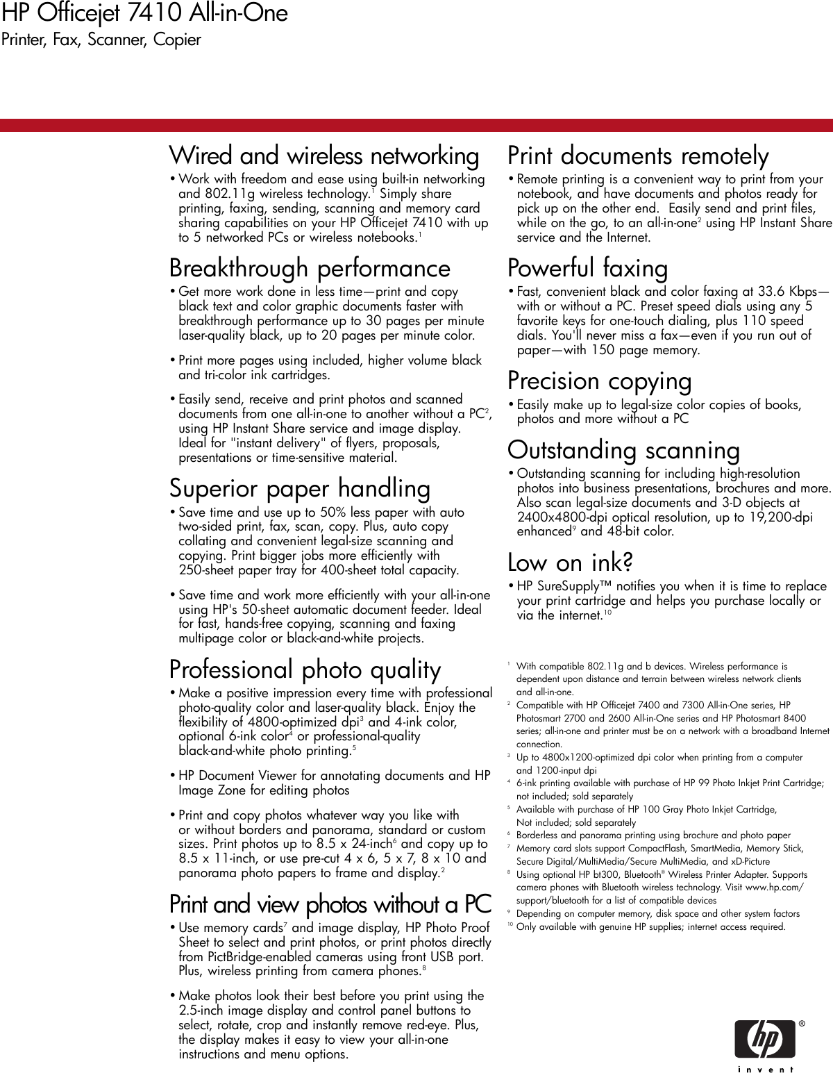 Page 2 of 4 - Hp Hp-Officejet-7410-Users-Manual- 4pg_officejet_7410 Hp-officejet-7410-users-manual