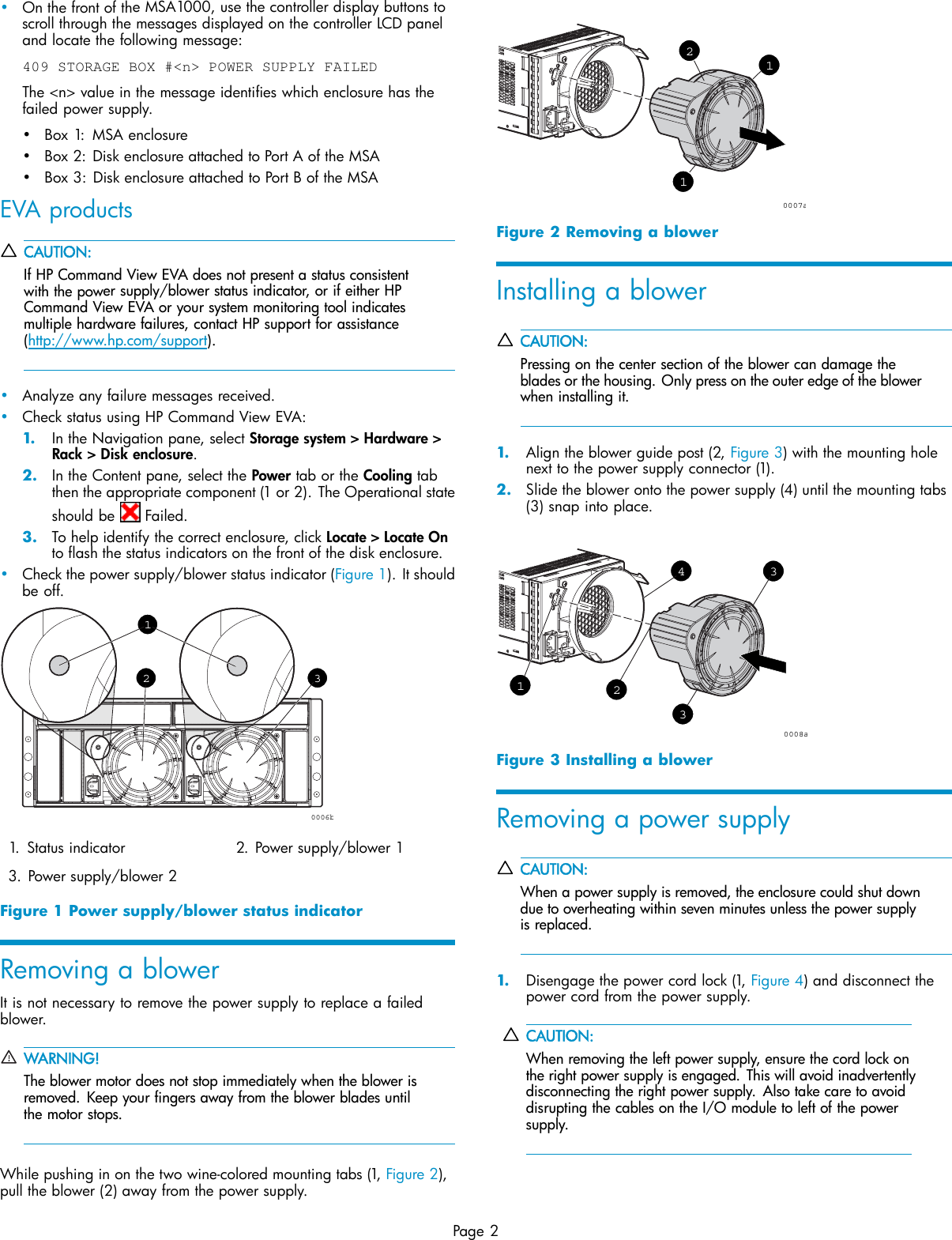 Page 2 of 3 - Hp Hp-Storageworks-Msa30-Db-Enclosure-Service-And-Maintain- StorageWorks Disk Enclosure Power Supply/blower Replacement Instructions  Hp-storageworks-msa30-db-enclosure-service-and-maintain