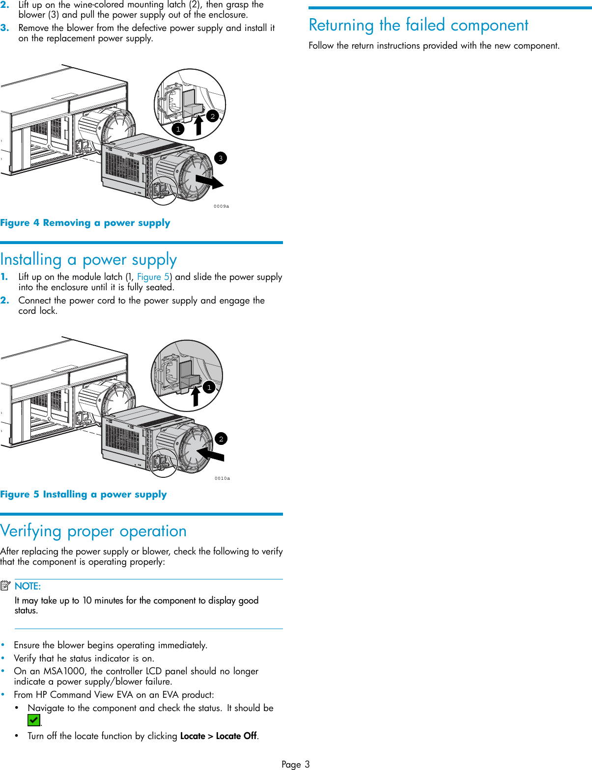 Page 3 of 3 - Hp Hp-Storageworks-Msa30-Db-Enclosure-Service-And-Maintain- StorageWorks Disk Enclosure Power Supply/blower Replacement Instructions  Hp-storageworks-msa30-db-enclosure-service-and-maintain