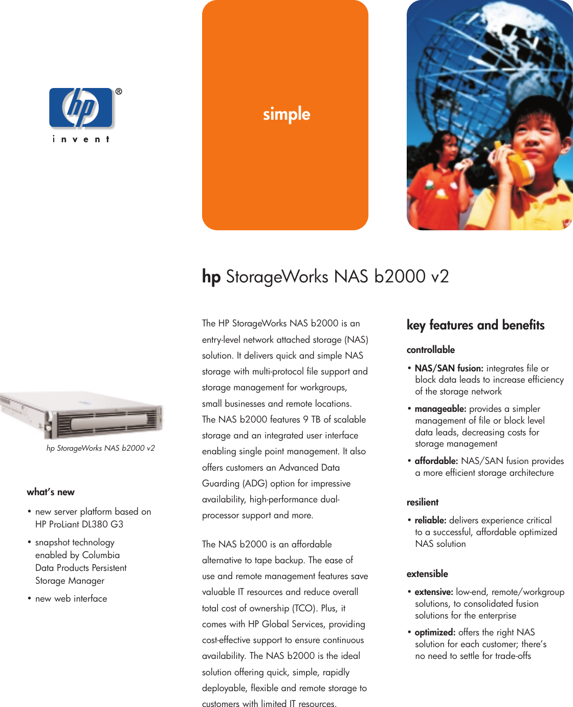 Page 1 of 2 - Hp Hp-Storageworks-Nas-B2000-V2-Server-Only-Users-Guide- StorageWorks NAS B2000 V2 - Data Sheet  Hp-storageworks-nas-b2000-v2-server-only-users-guide