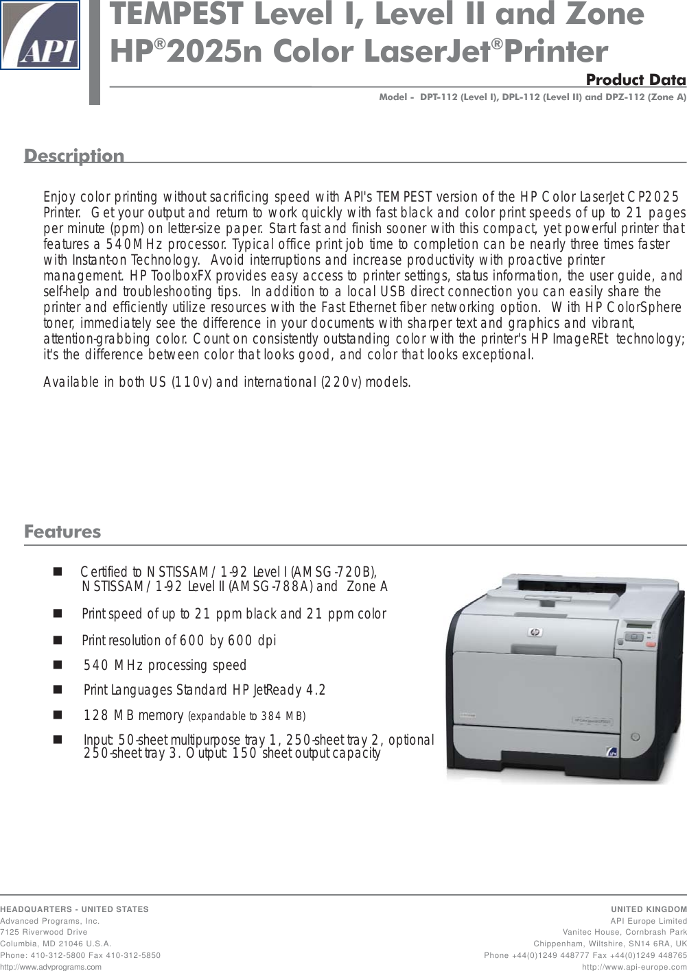 Hp Tempest 2025N Users Manual 2025colorprinter123.qxp