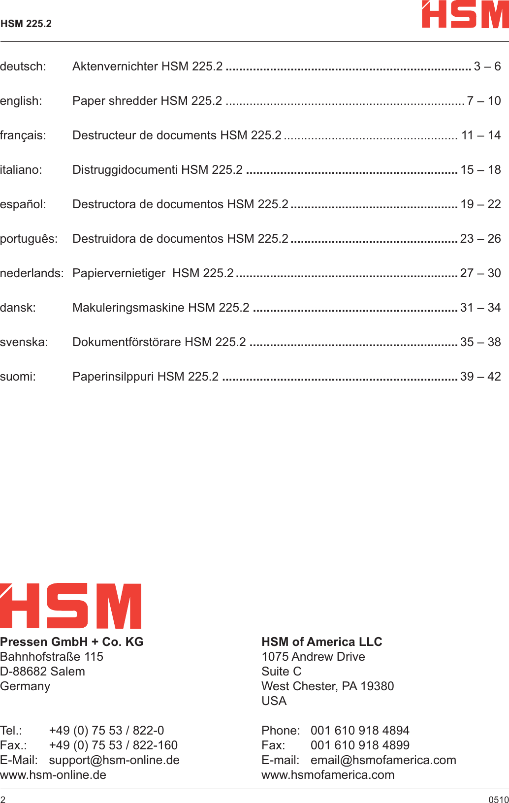 Page 2 of 6 - Hsm Hsm-225-2-Users-Manual- 225.2 0504  Hsm-225-2-users-manual