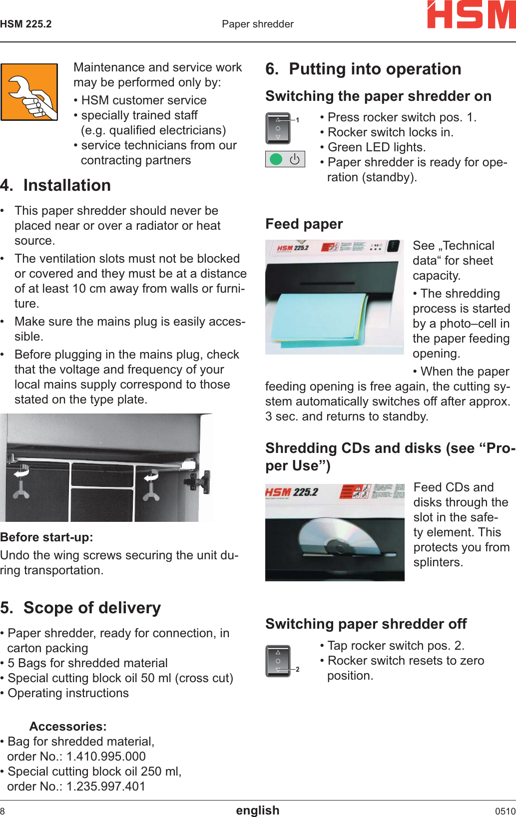 Page 4 of 6 - Hsm Hsm-225-2-Users-Manual- 225.2 0504  Hsm-225-2-users-manual