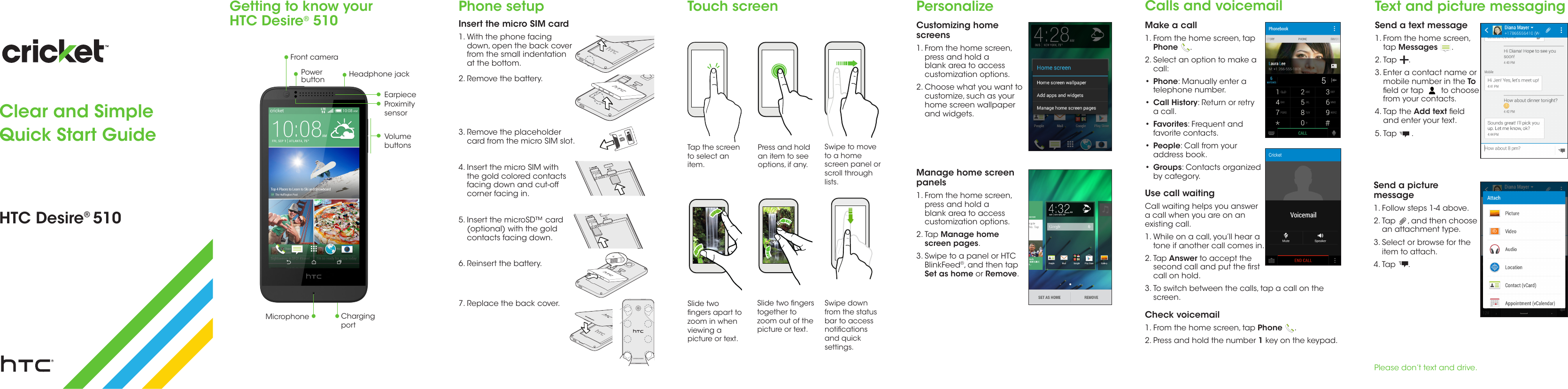 Page 1 of 2 - Htc Htc-Desire-510-Cricket-Quick-Start-Manual- Htc-desire-510-cricket-quick-start-manual